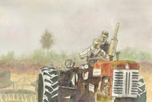 Artwork featuring a tractor