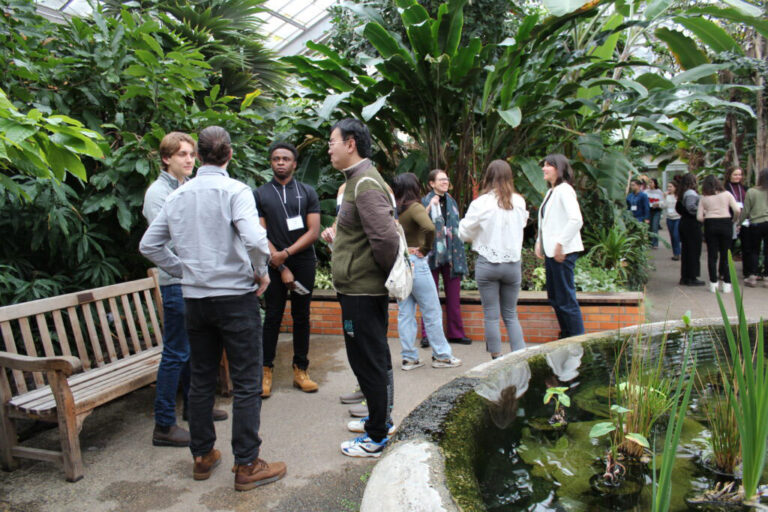 Dow fellows conversing at Matthaei Botanical Gardens